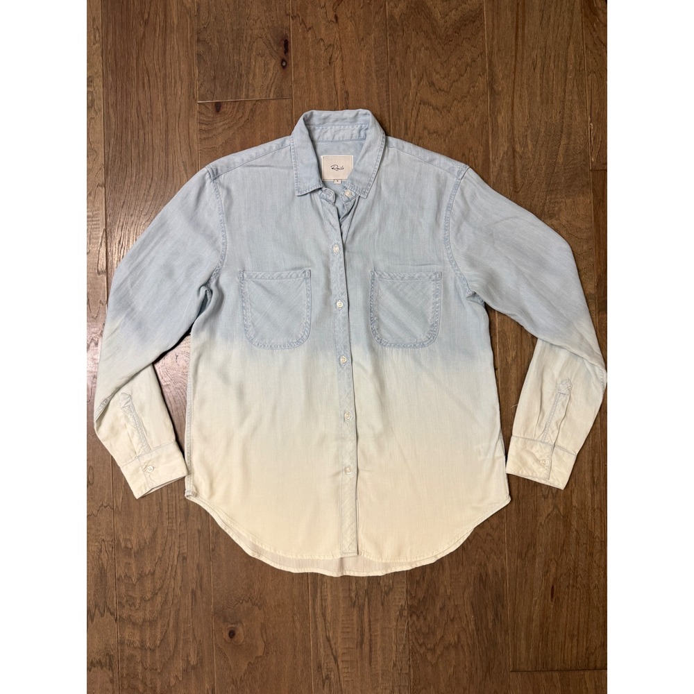 Rails Carter Light Vintage Dip Dye Ombre Lyocell Button Down‎ Shirt Blue Small